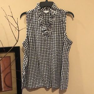 Black checked sleeveless blouse, size XL